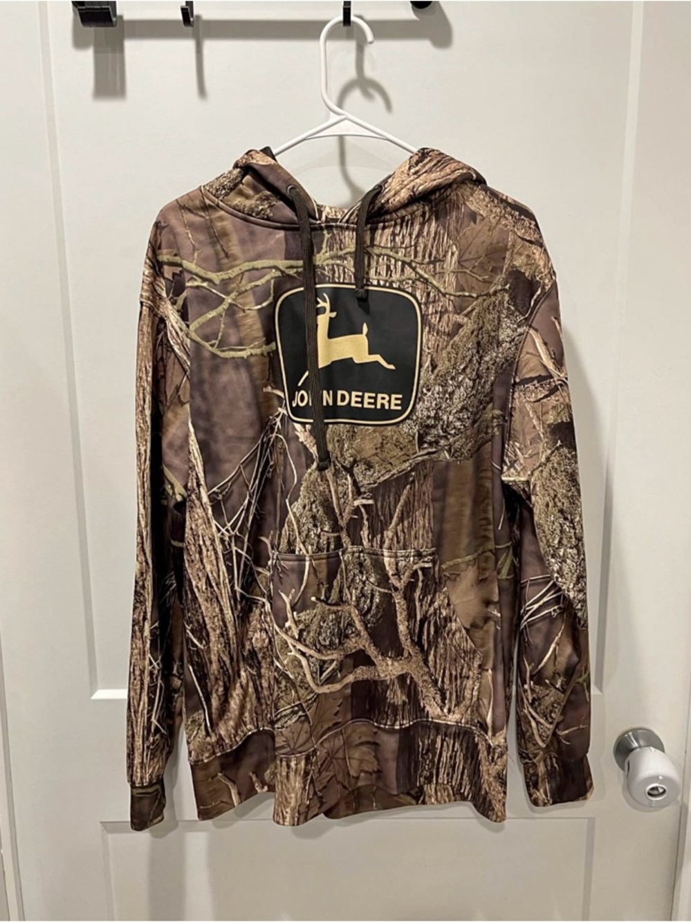 John Deere White Fleece-Lined Hoodie Interior View